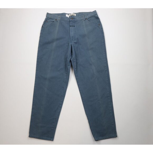 Deadstock Vtg 90s Boss Mens 40x34 Spell Out Baggy Skateboard Jeans Teal Blue USA